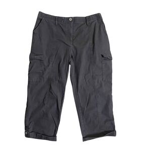 Chicos Cargo Crop Pants Women 1 US 8 Black Utility Gorpcore Capris Hiking Casual